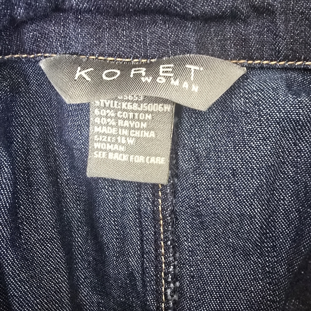 KORET Denim Top Embroidered Long Sleeve Shirt Top Size 16 W Women’s Blue - Picture 8 of 9